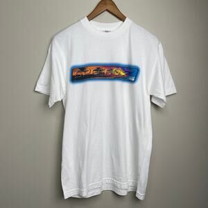 Speedo Short Sleeve Crew Neck White Graphic Tropical Palm Tree Tee T-Shirt M